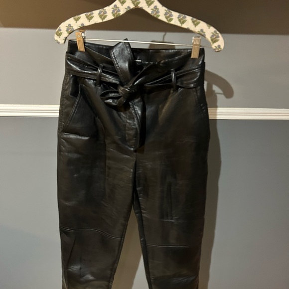 Aritzia Tie-Front Leather Pant size 4 - Picture 3 of 5